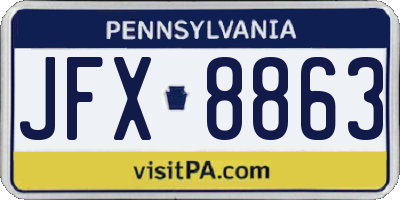 PA license plate JFX8863