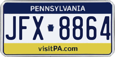 PA license plate JFX8864