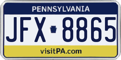 PA license plate JFX8865