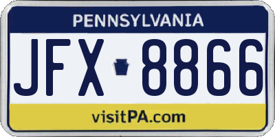 PA license plate JFX8866
