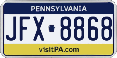PA license plate JFX8868