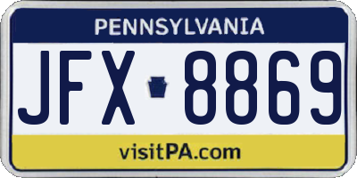 PA license plate JFX8869