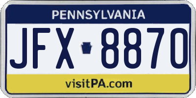 PA license plate JFX8870