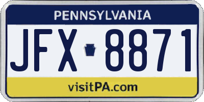 PA license plate JFX8871