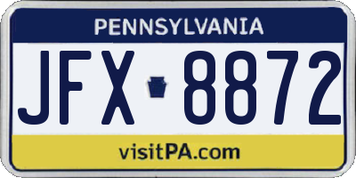 PA license plate JFX8872