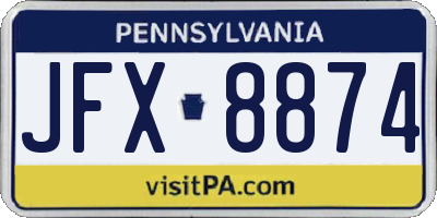 PA license plate JFX8874