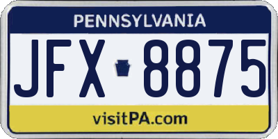 PA license plate JFX8875