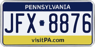 PA license plate JFX8876