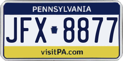 PA license plate JFX8877