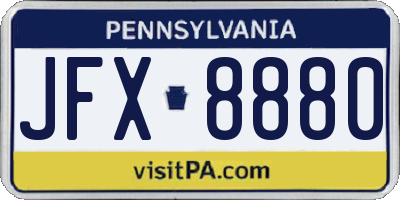 PA license plate JFX8880