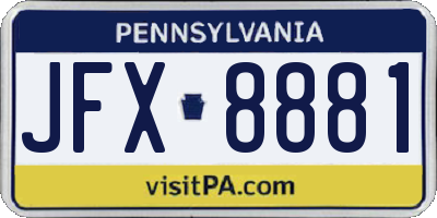 PA license plate JFX8881