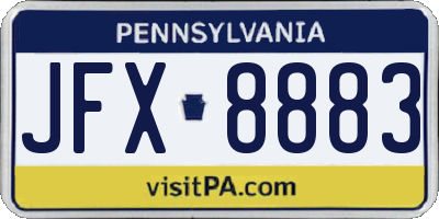 PA license plate JFX8883