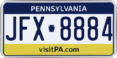 PA license plate JFX8884