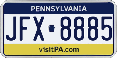 PA license plate JFX8885