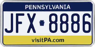 PA license plate JFX8886