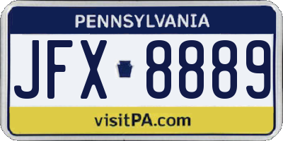 PA license plate JFX8889