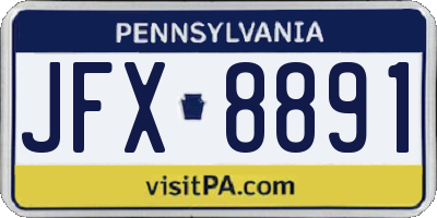 PA license plate JFX8891