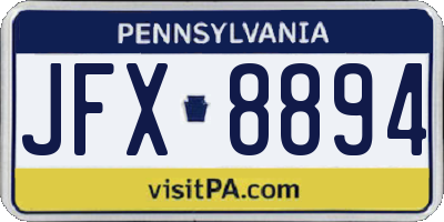 PA license plate JFX8894