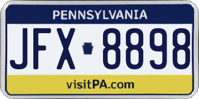 PA license plate JFX8898