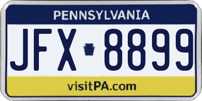 PA license plate JFX8899