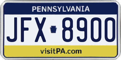 PA license plate JFX8900