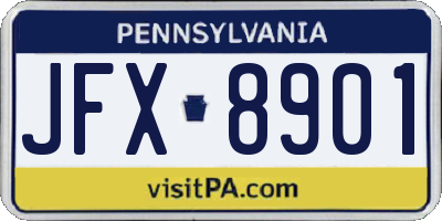 PA license plate JFX8901