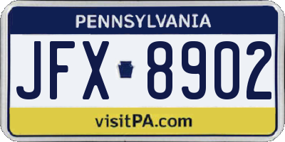 PA license plate JFX8902