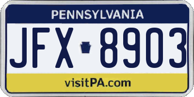 PA license plate JFX8903