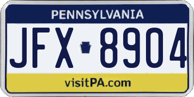 PA license plate JFX8904