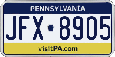 PA license plate JFX8905