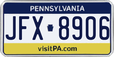 PA license plate JFX8906