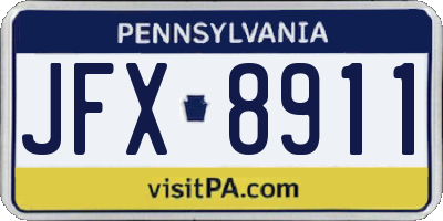 PA license plate JFX8911