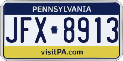 PA license plate JFX8913
