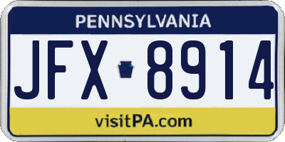 PA license plate JFX8914