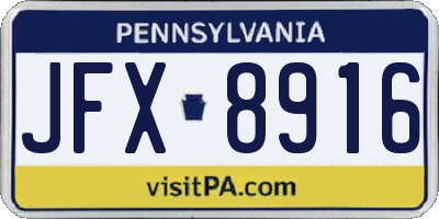 PA license plate JFX8916