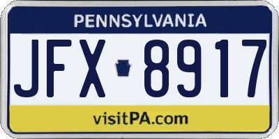 PA license plate JFX8917