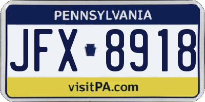 PA license plate JFX8918