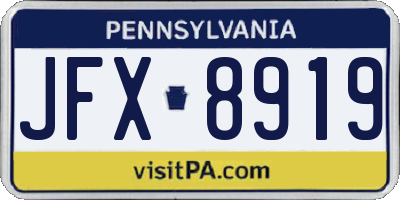 PA license plate JFX8919