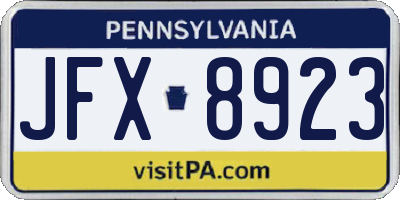 PA license plate JFX8923