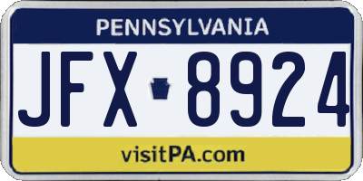 PA license plate JFX8924
