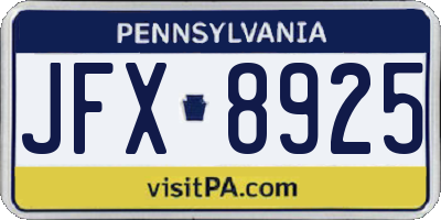 PA license plate JFX8925