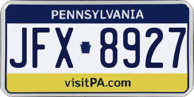 PA license plate JFX8927