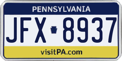 PA license plate JFX8937