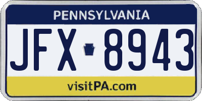 PA license plate JFX8943