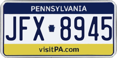 PA license plate JFX8945