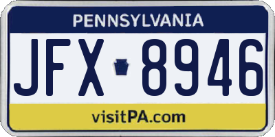 PA license plate JFX8946