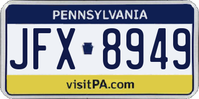 PA license plate JFX8949