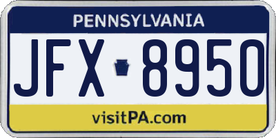 PA license plate JFX8950