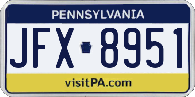 PA license plate JFX8951