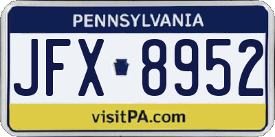 PA license plate JFX8952